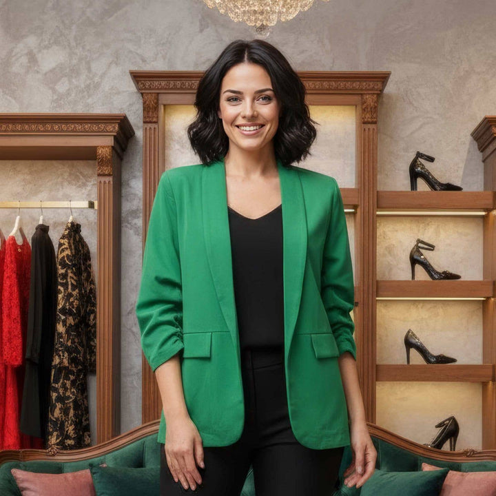 Oversized Rouched Sleeve Blazer