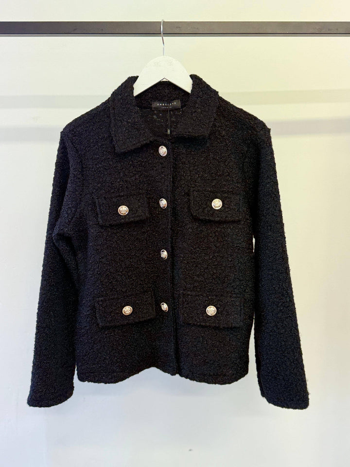 Boucle Jacket in Black with Gold Buttons