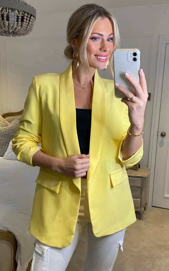 Oversized Rouched Sleeve Blazer