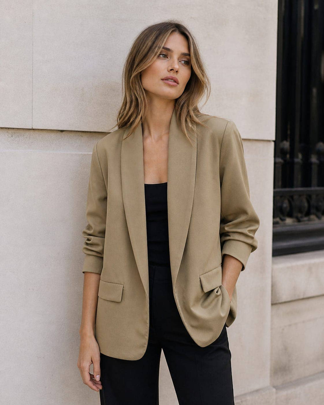 Oversized Rouched Sleeve Blazer