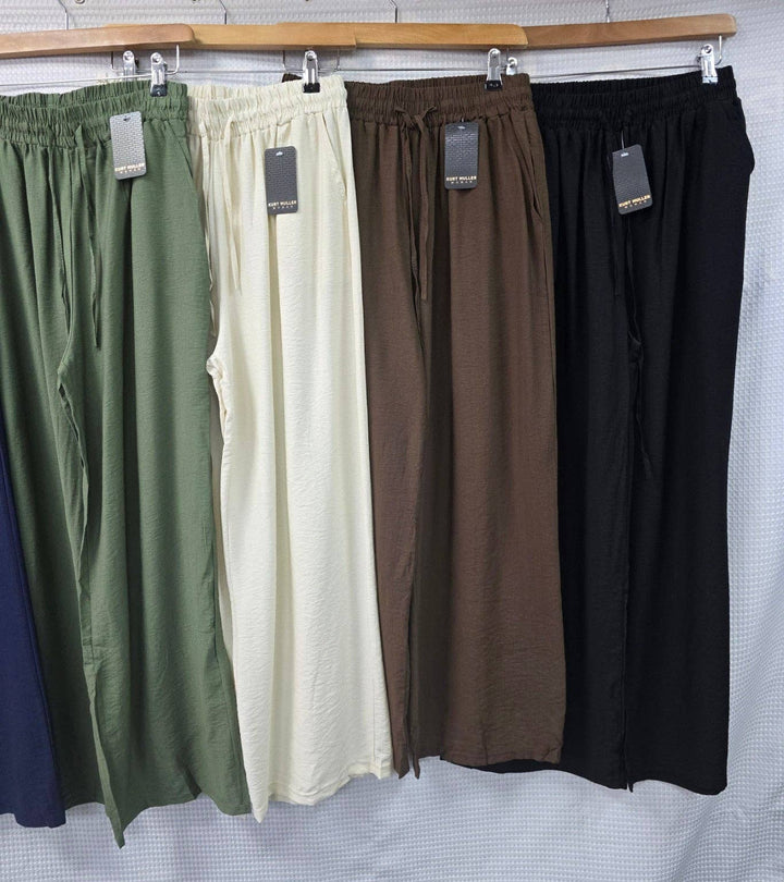 Wide Leg Elasticated Stretch Trousers