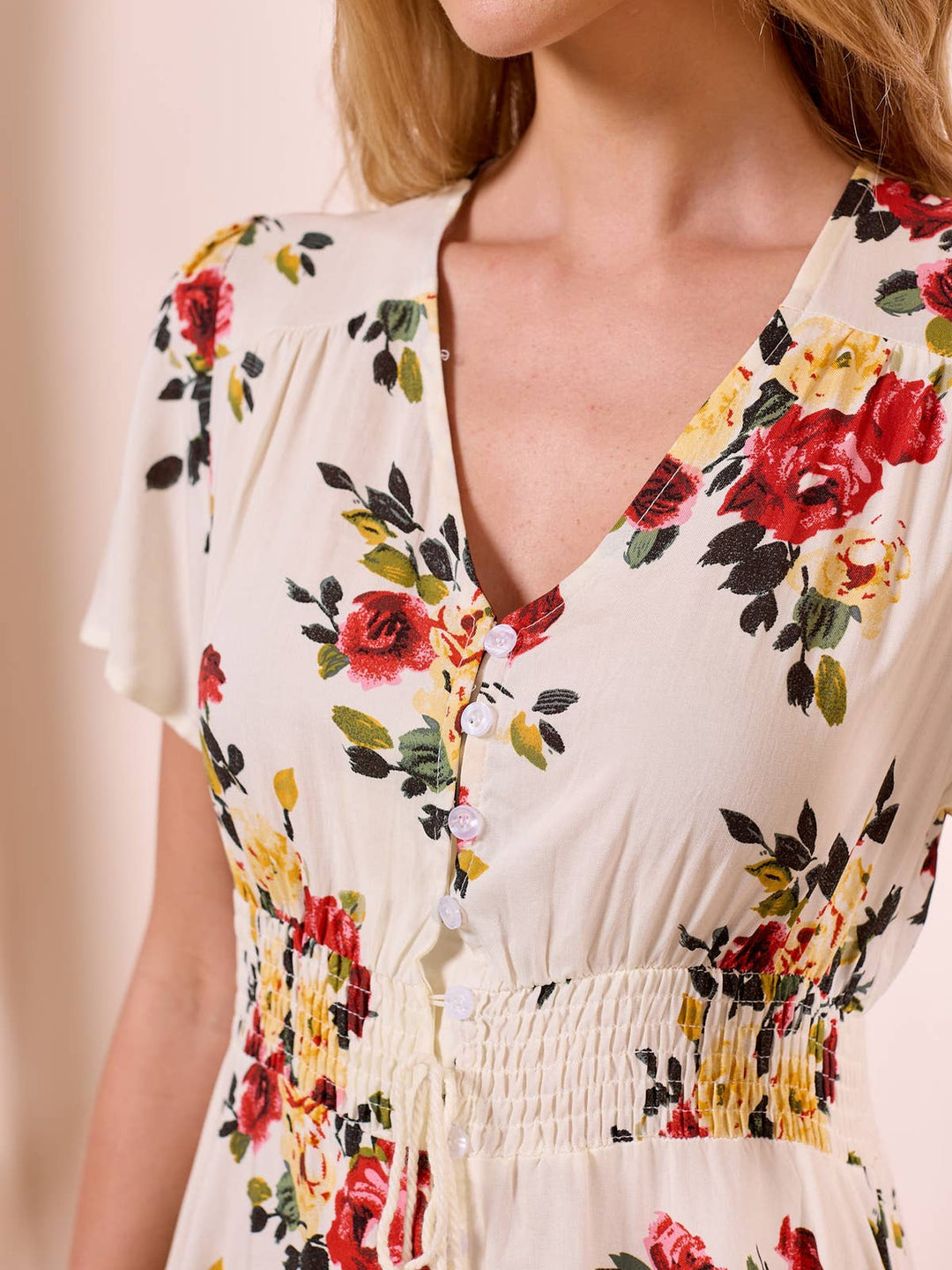 ANGELEYE ruched waist maxi dress in navy floral print
