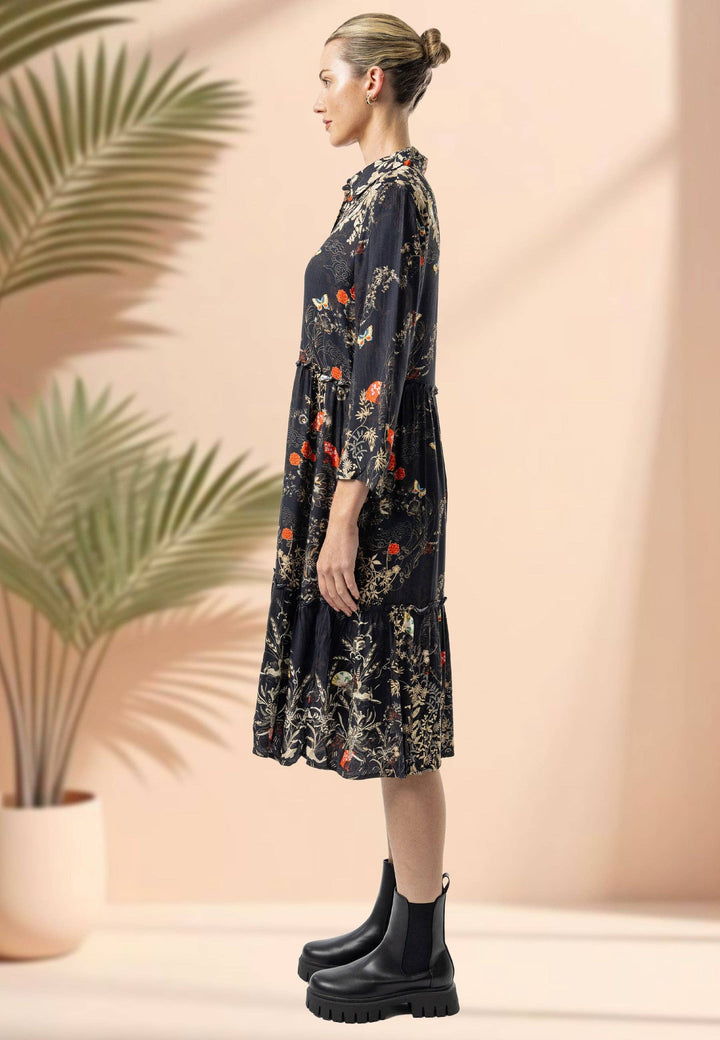 ANGELEYE black shirt midi dress in floral print