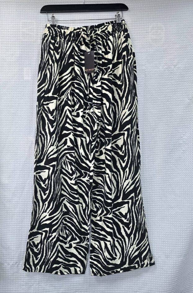Zebra Printed Wide Leg Trousers