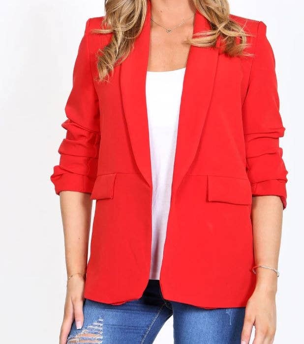 Oversized Rouched Sleeve Blazer
