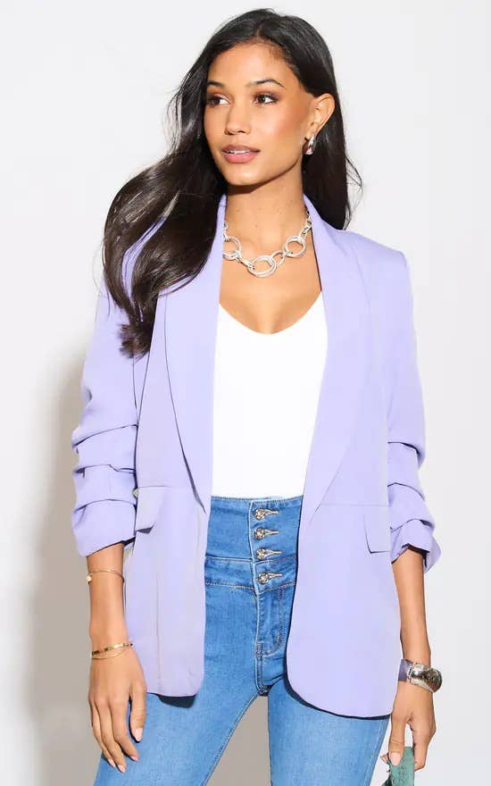 Oversized Rouched Sleeve Blazer