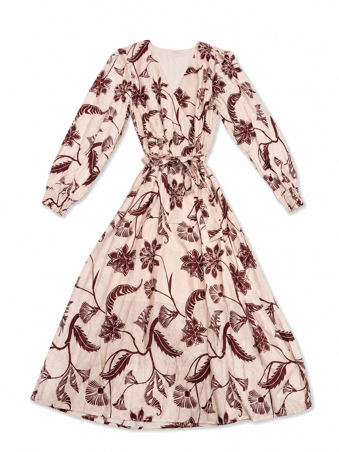 Sunny Girl burgundy floral wrap maxi dress