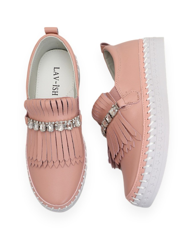 Fringe Detail Leather Loafer
