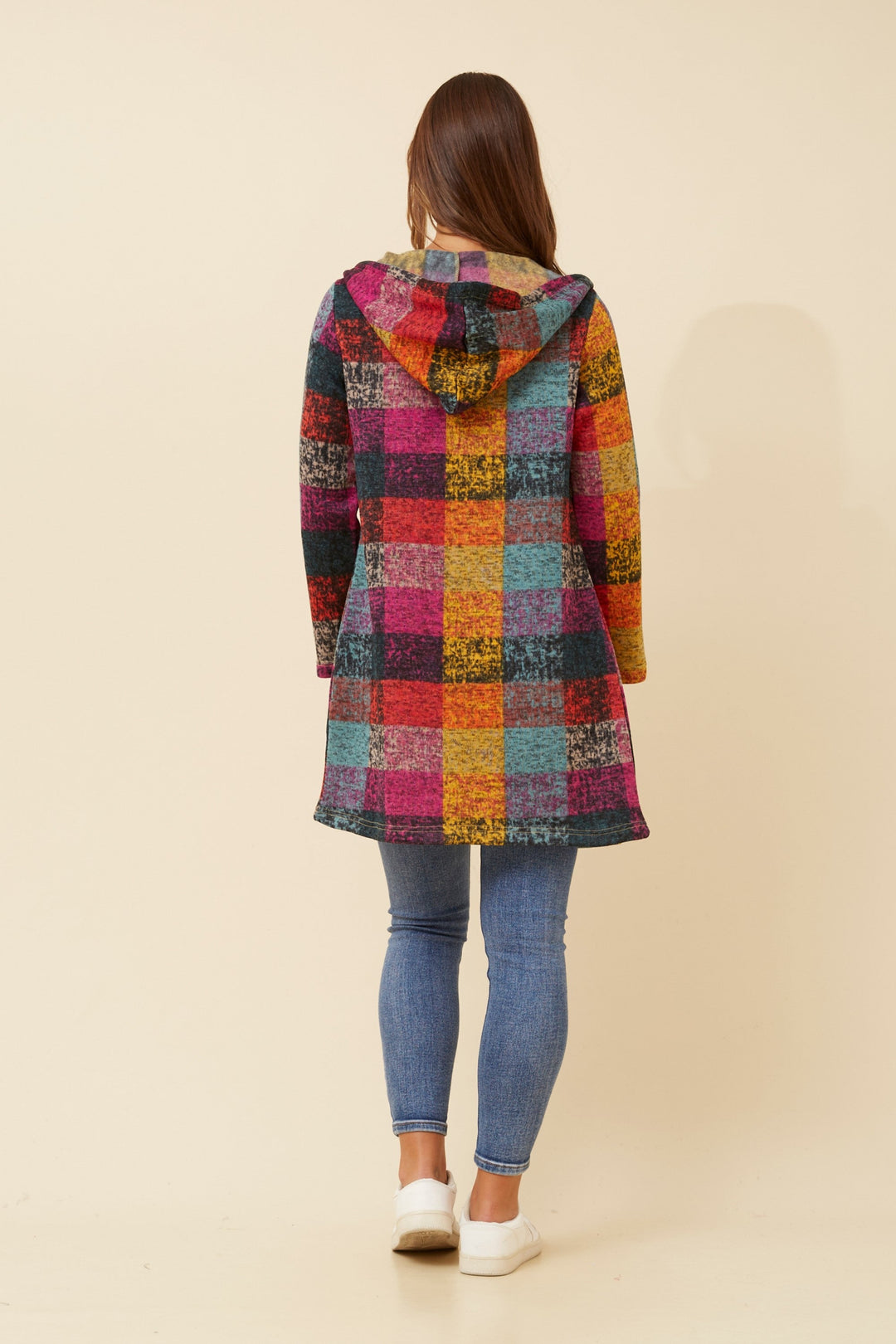Patchwork Hooded Longline Coat