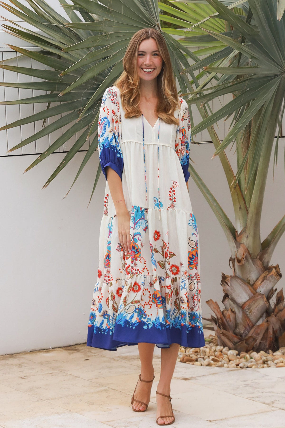 Jasmine Midi Dress - Dreamcatcher, Blue Print