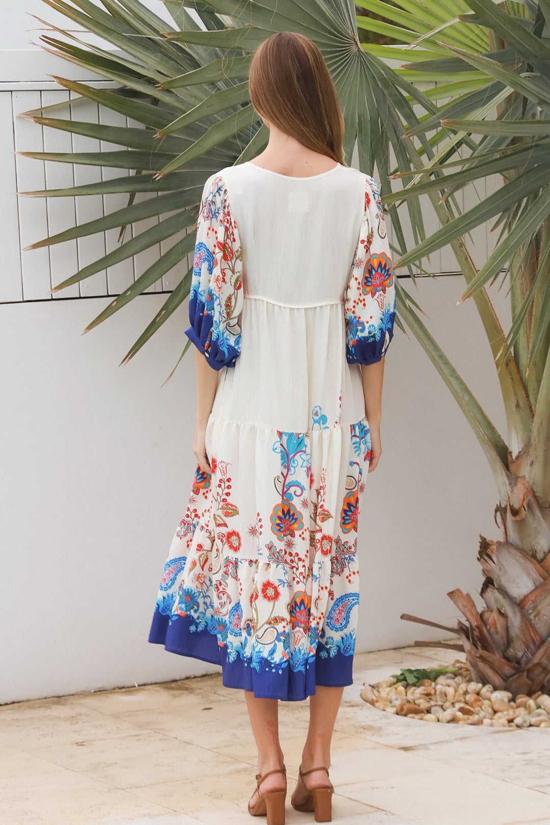 Jasmine Midi Dress - Dreamcatcher, Blue Print