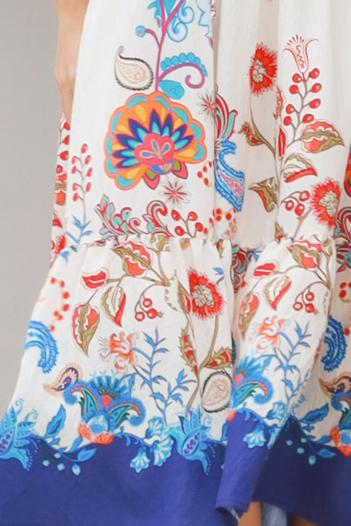 Jasmine Midi Dress - Dreamcatcher, Blue Print