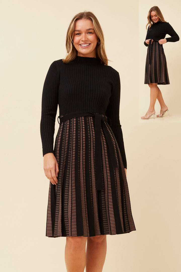 Knit Contrast Dress