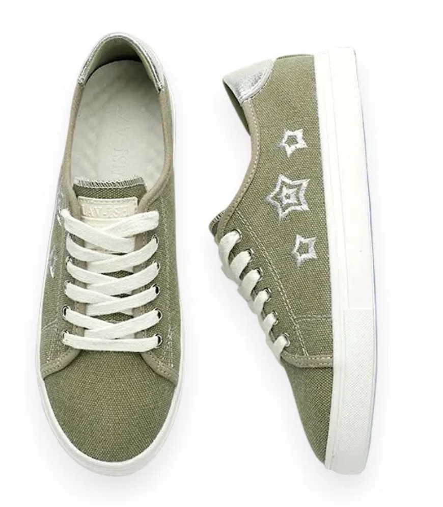 Canvas Star Embroidered Sneakers