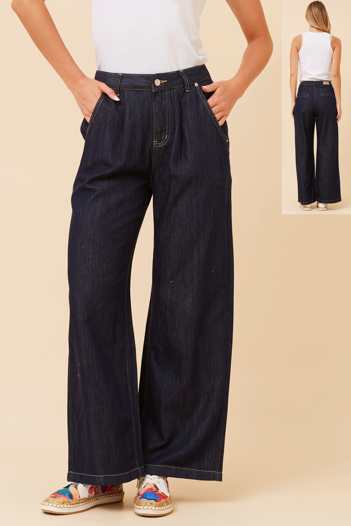Dark Denim Wide-Leg Jeans
