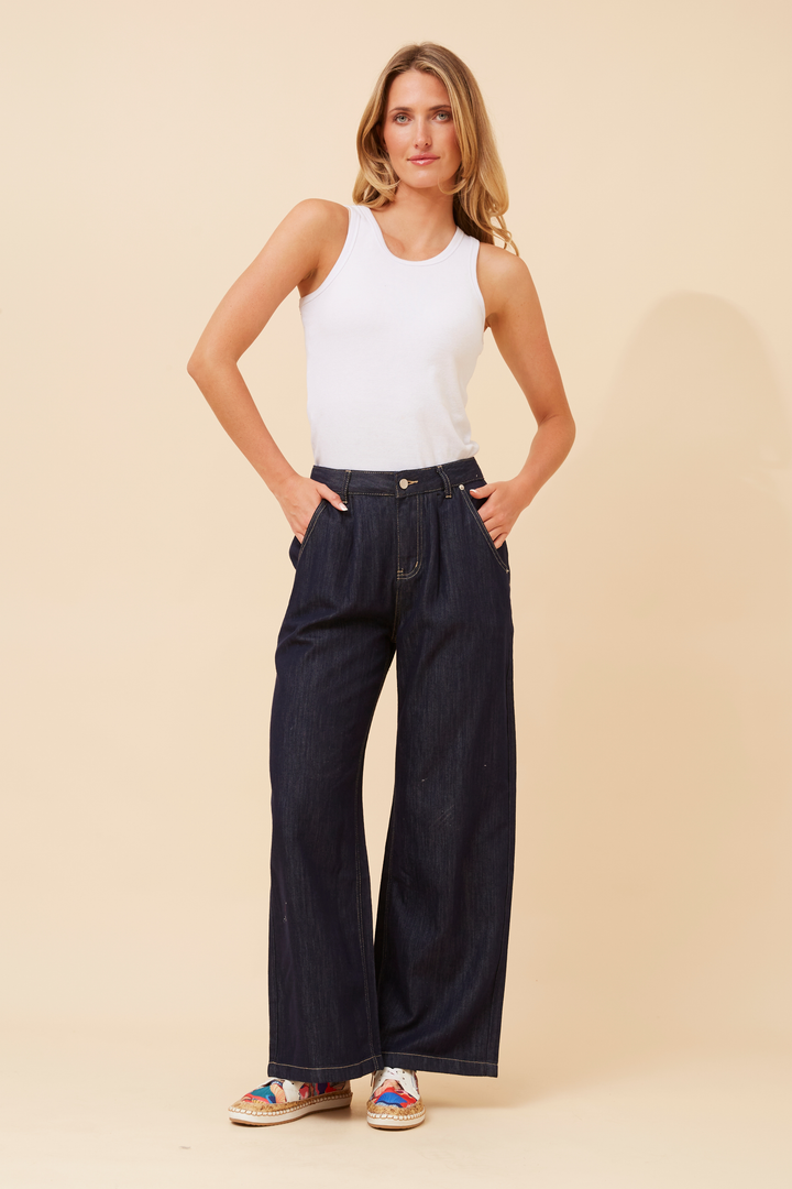 Dark Denim Wide-Leg Jeans