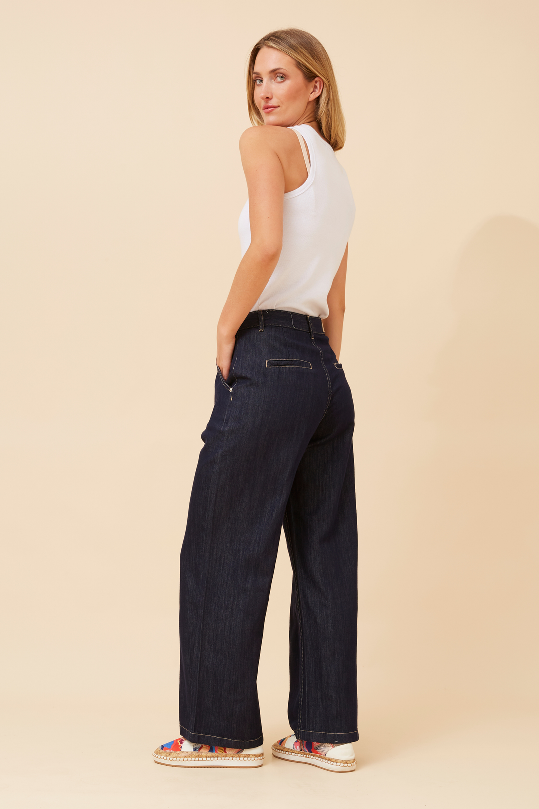 Dark Denim Wide-Leg Jeans