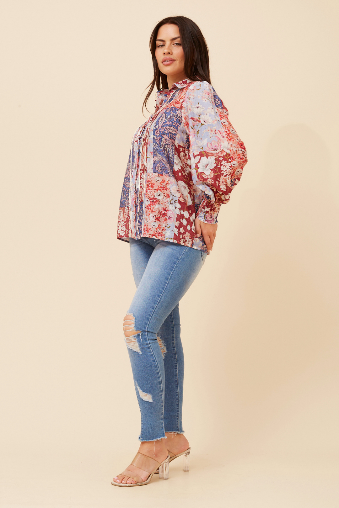 Printed Top in Red Multi