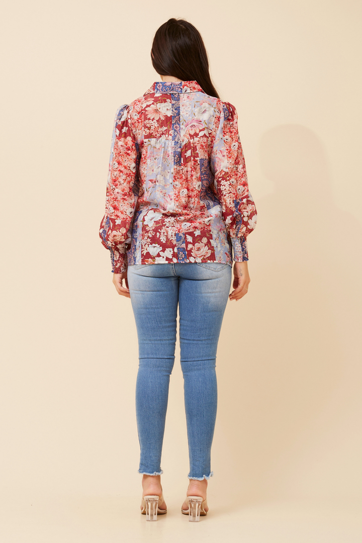 Printed Top in Red Multi