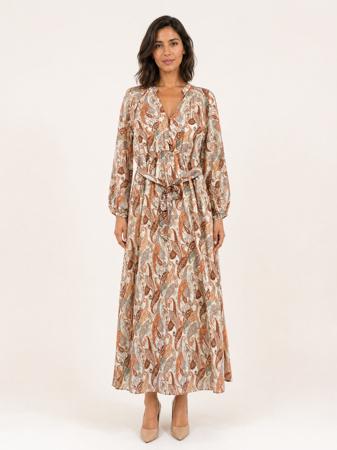 Sunny Girl paisley print tie-waist maxi dress