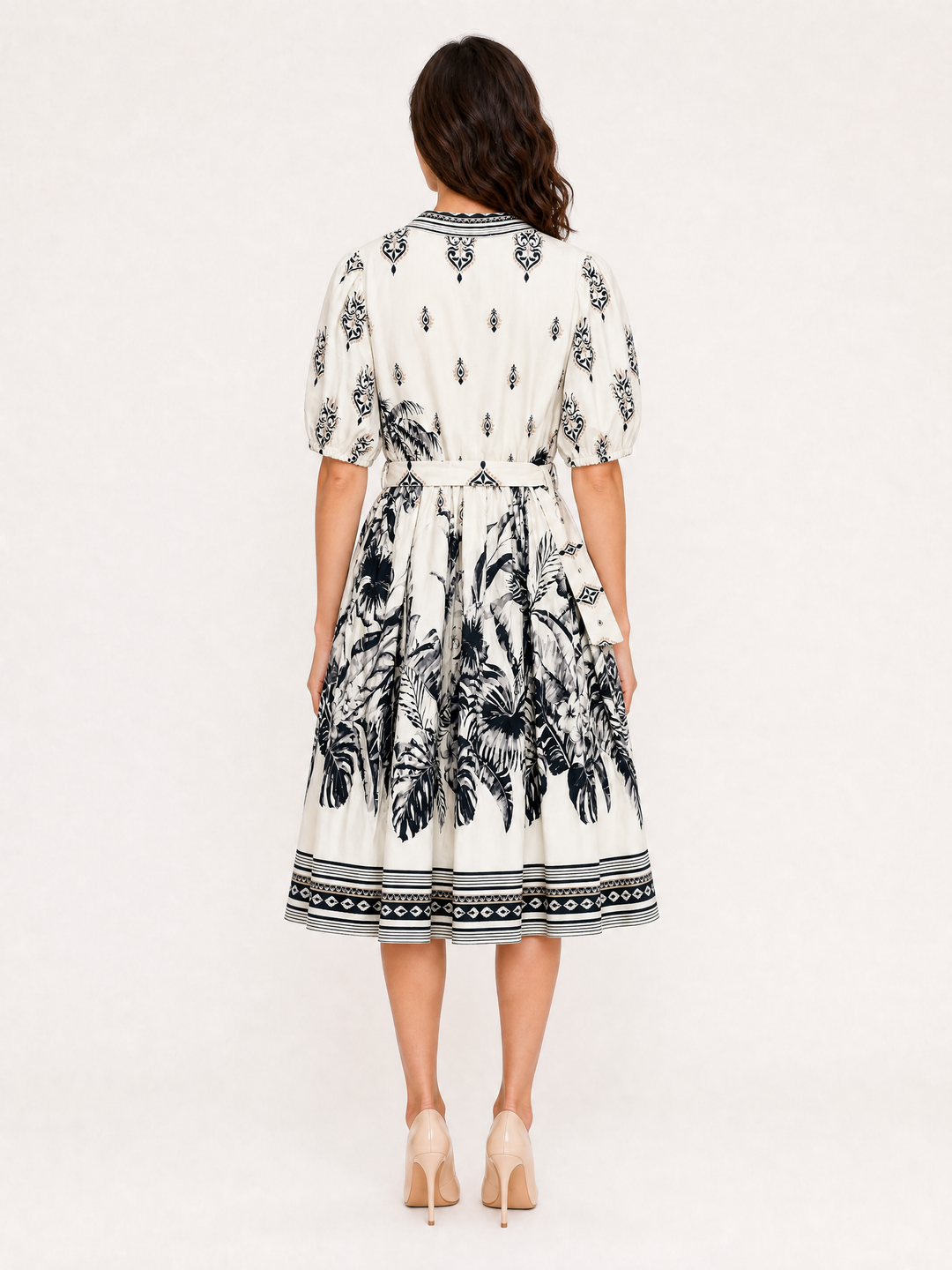 Sunny Girl black tropical print shirt dress