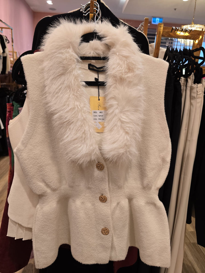 Cardigan with fur collar