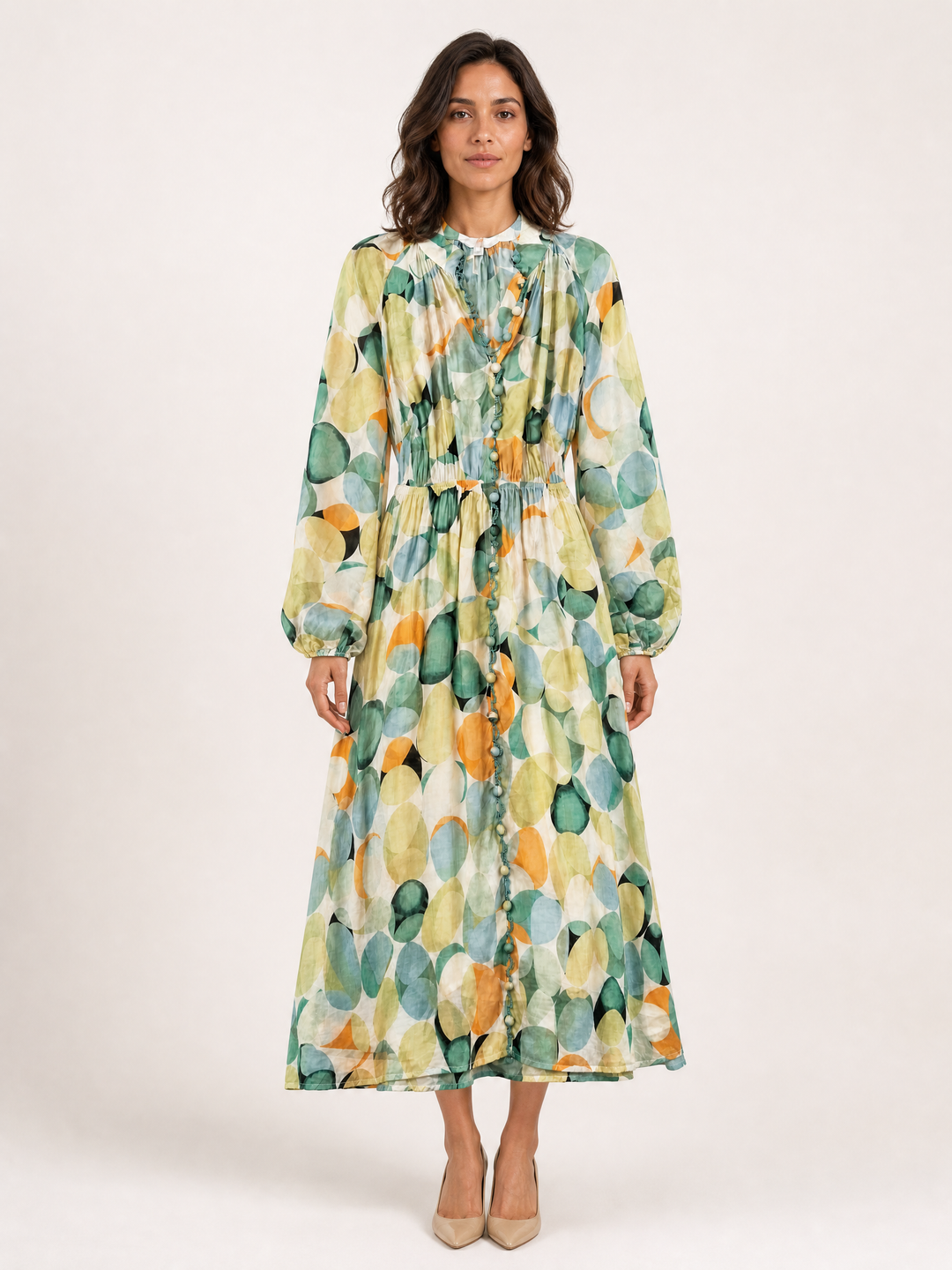 Sunny Girl green multi print maxi dress