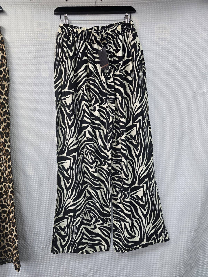 Zebra Printed Wide Leg Trousers