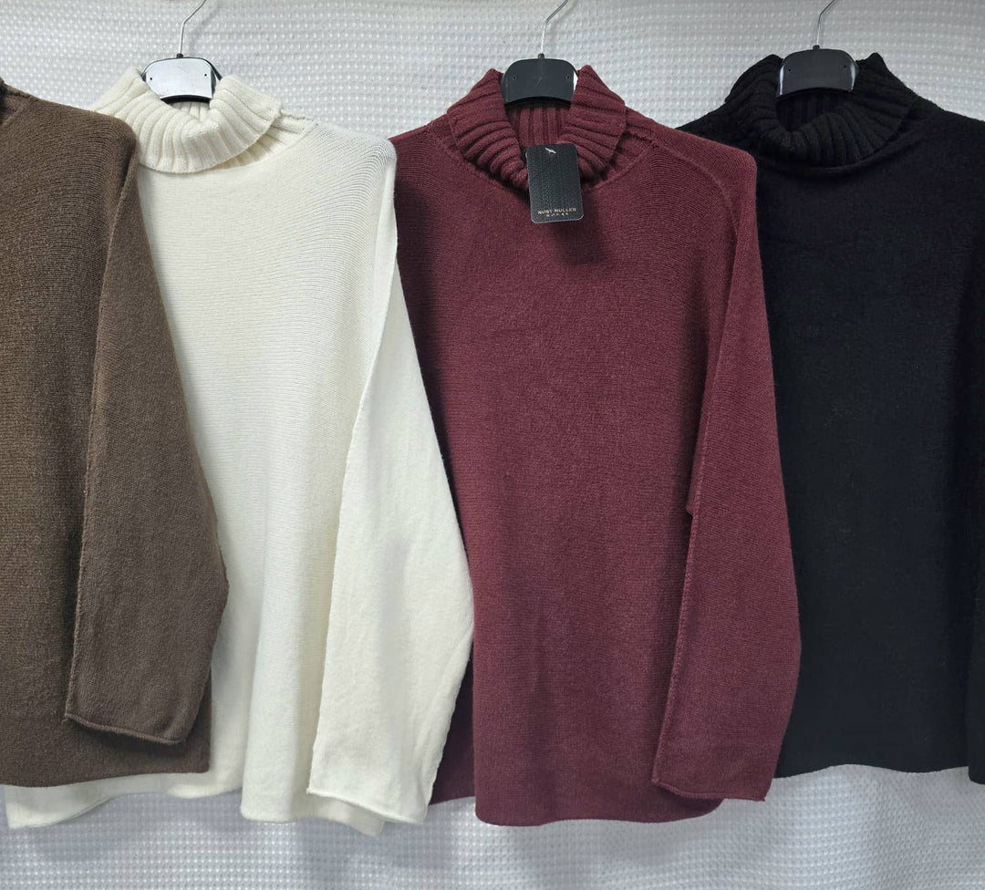 Ribbed Polo Neck Fine Knit