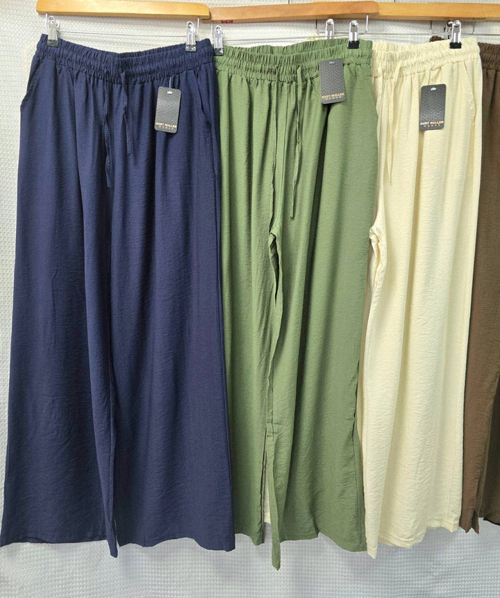 Wide Leg Elasticated Stretch Trousers