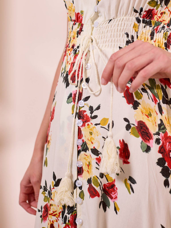 ANGELEYE ruched waist maxi dress in navy floral print