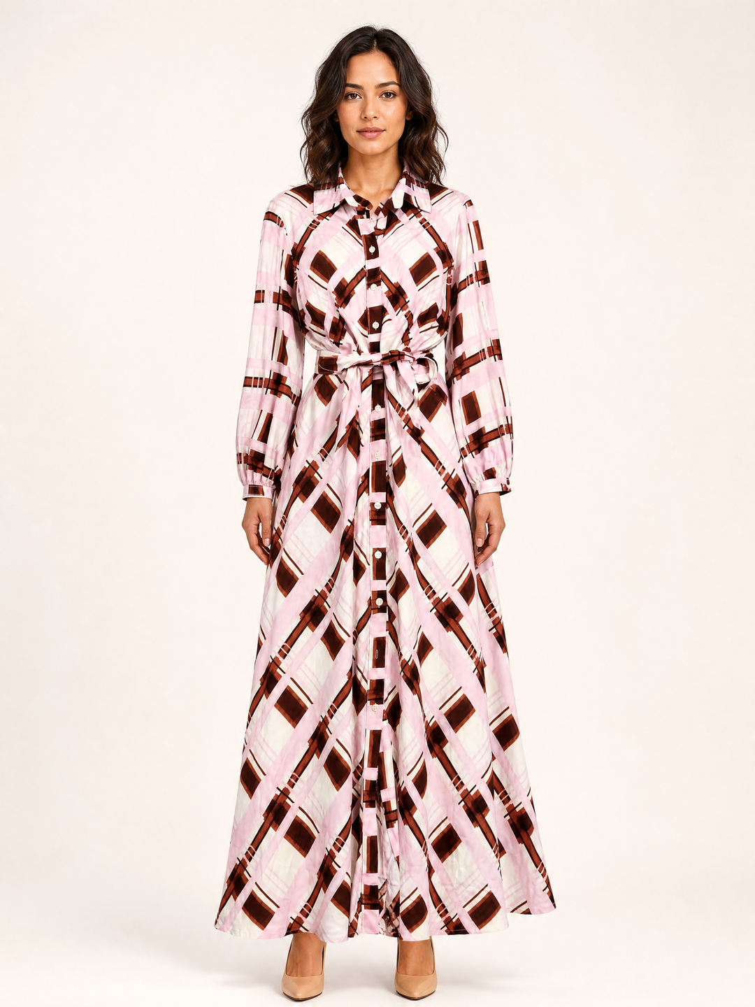 Sunny Girl pink check shirt dress