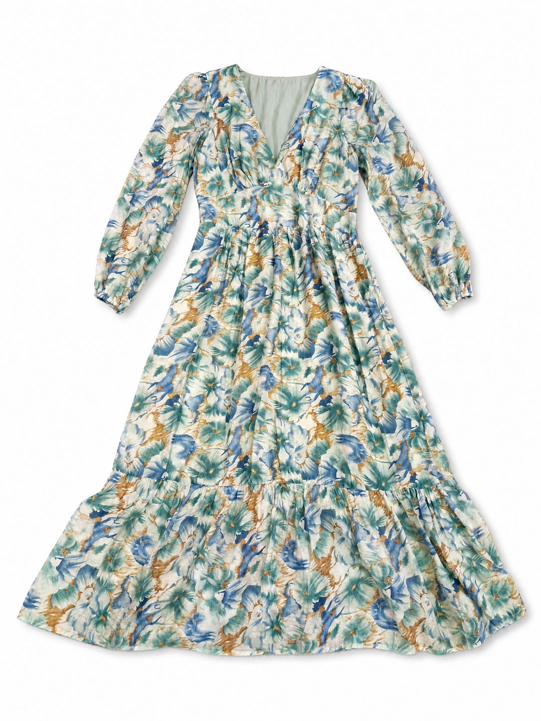 Sunny Girl aqua floral wrap maxi dress