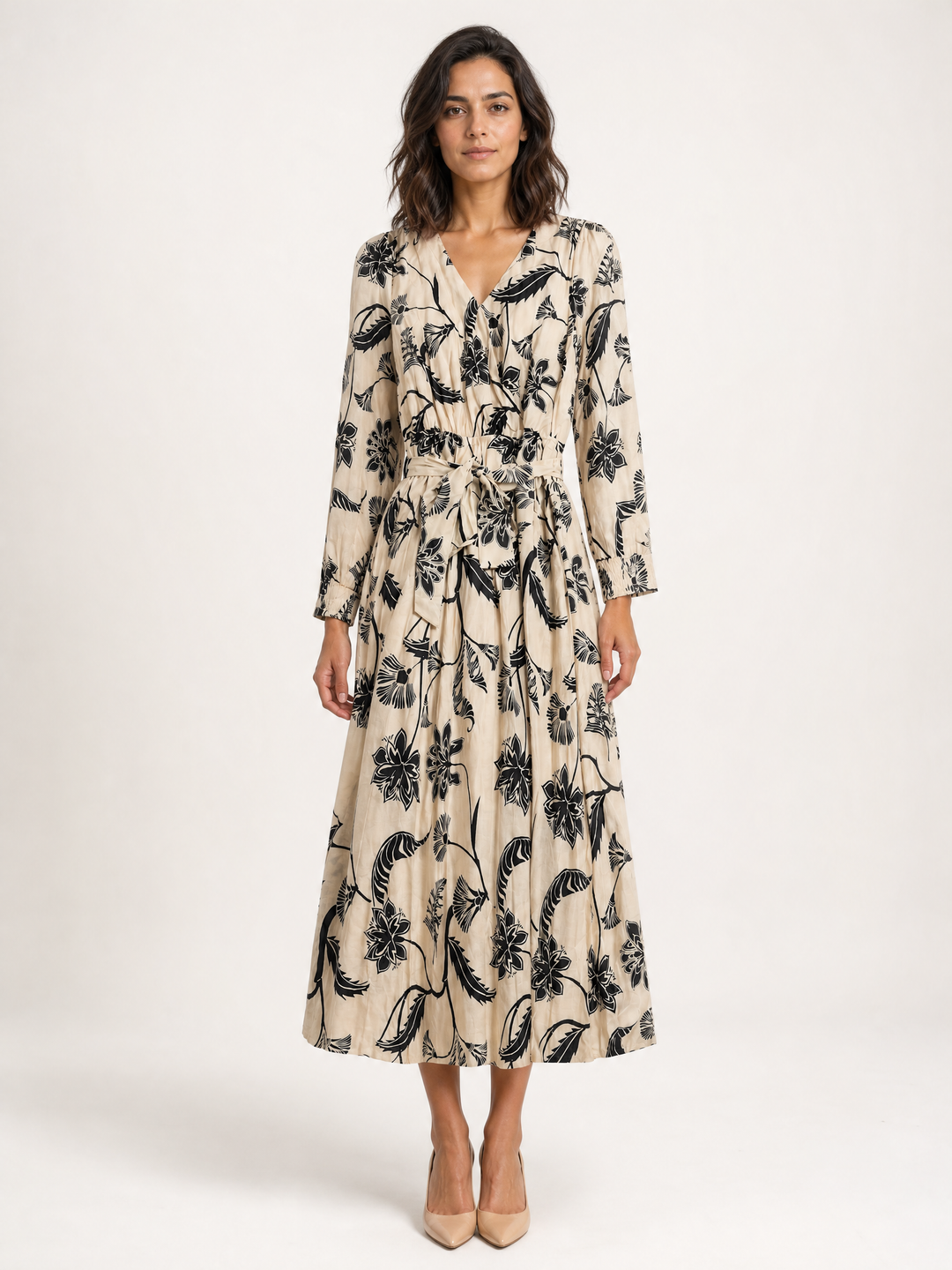 Sunny Girl black floral wrap maxi dress