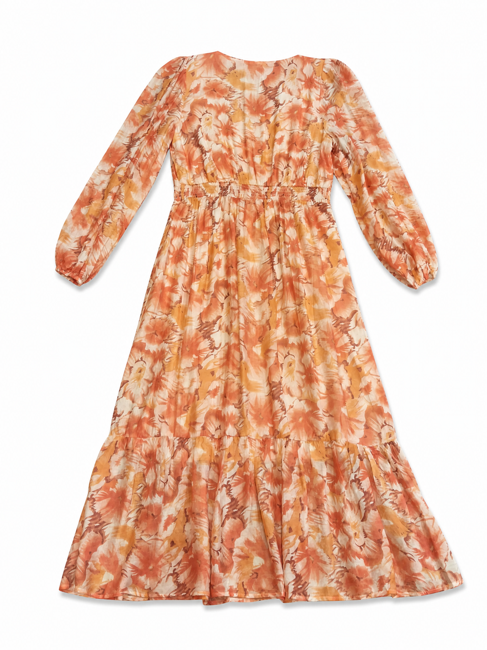 Sunny Girl peach floral wrap maxi dress