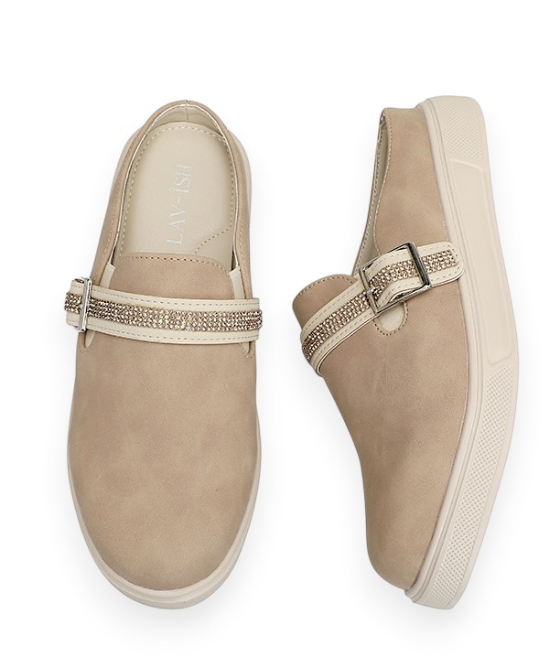 Bling Cross Strap Comfort Mules