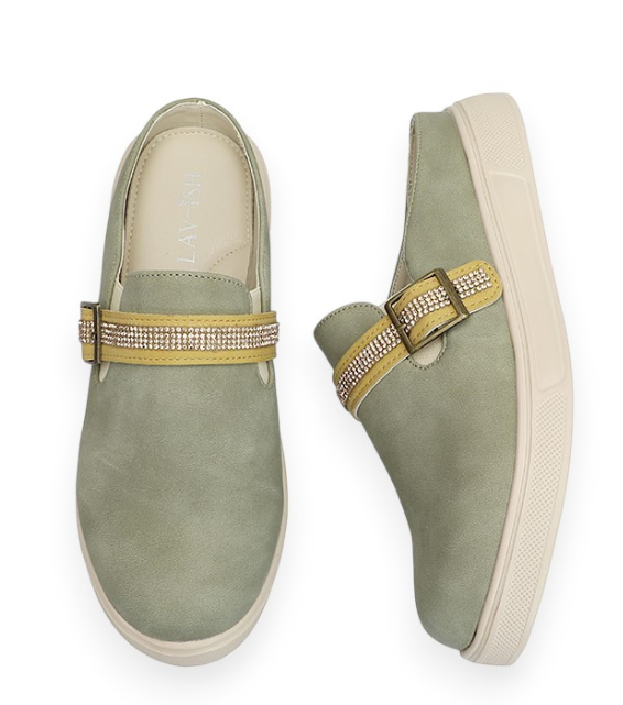 Bling Cross Strap Comfort Mules