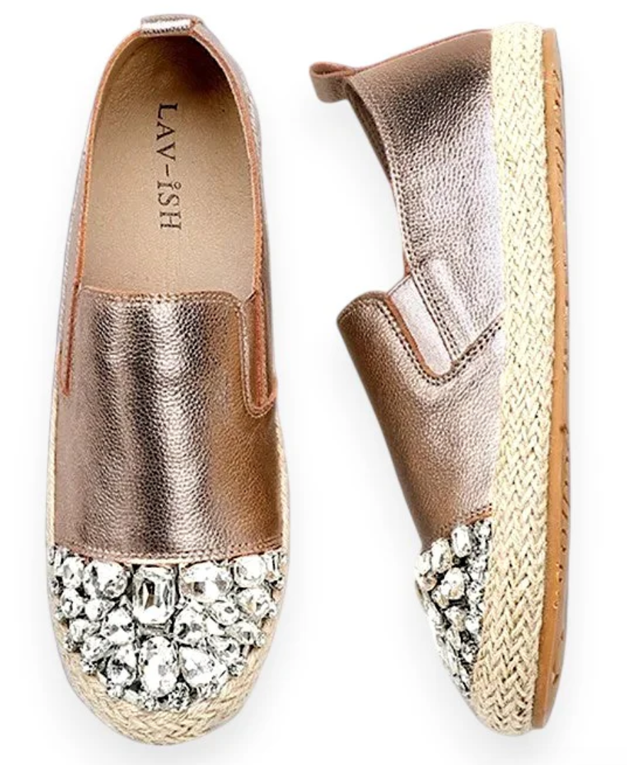 Jeweled Leather Espadrille
