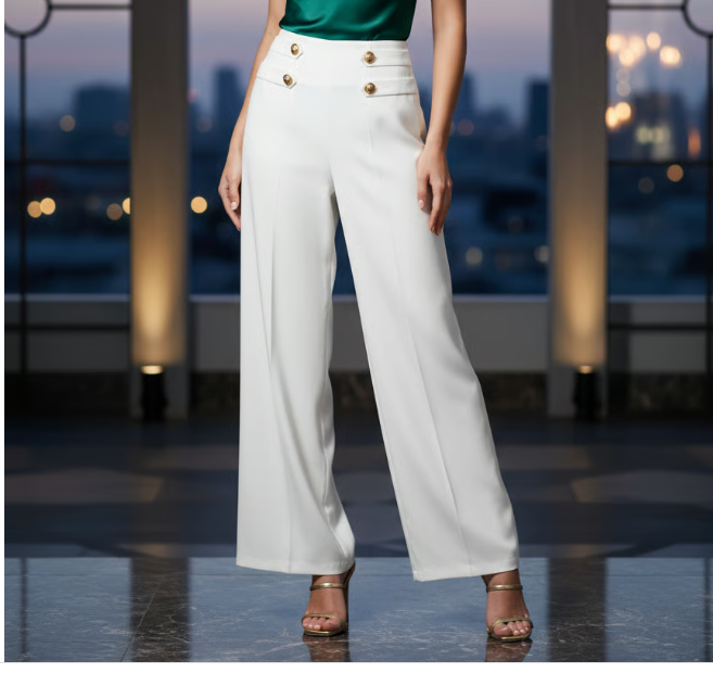 Dressy Pants with Gold Button Detail
