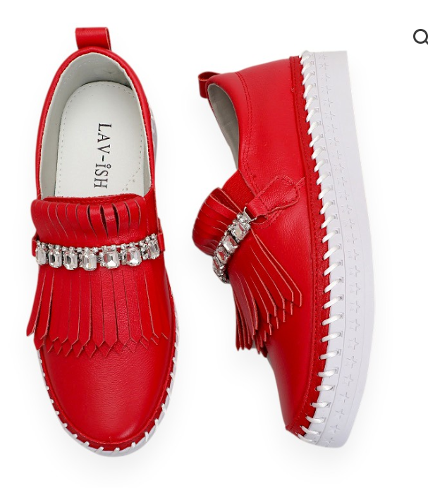 Fringe Detail Leather Loafer
