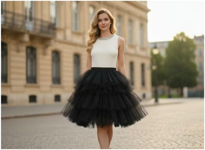 SKU 1682 - Black Tulle Short Skirt