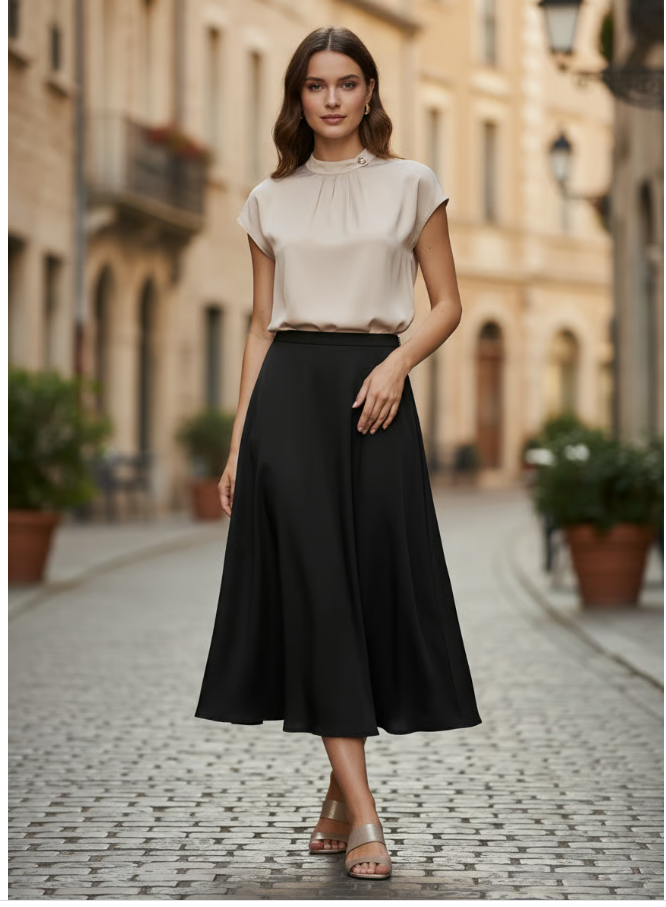 A-Line Satin Smooth Sleek Stunning Skirt