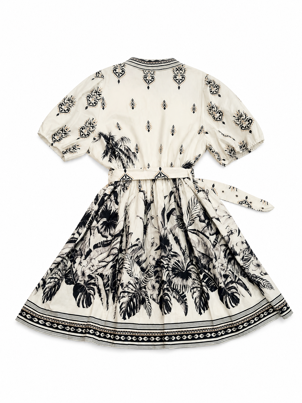 Sunny Girl black tropical print shirt dress
