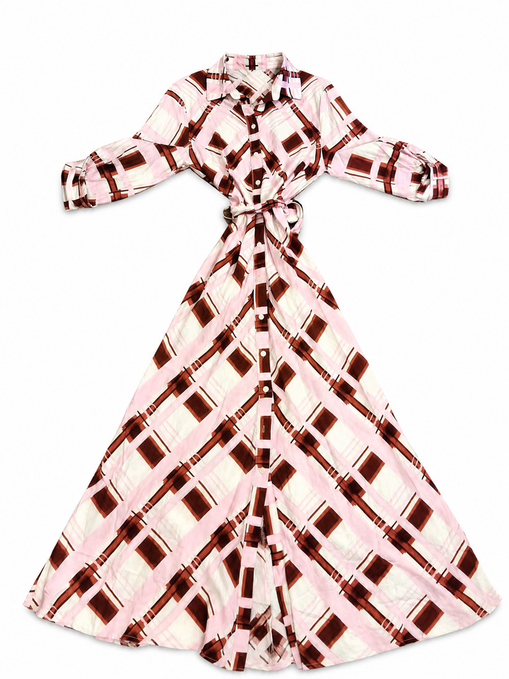 Sunny Girl pink check shirt dress